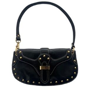 Michael Kors Uptown Astor Wristlet Black Gold Studded Mini Shoulder Bag Small